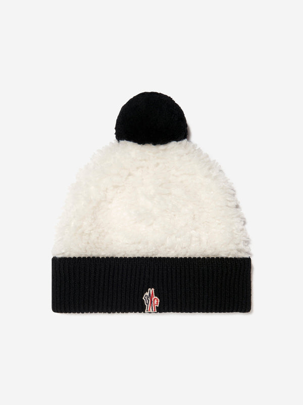 Moncler Enfant Girls Faux Fur Logo Bobble Hat