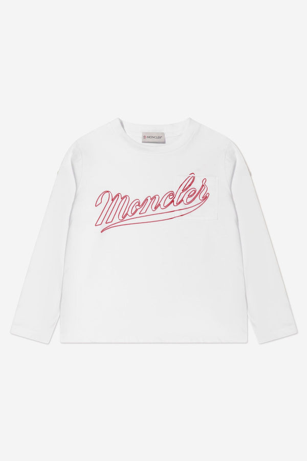 Moncler Enfant Boys Long Sleeve Logo T-Shirt in White