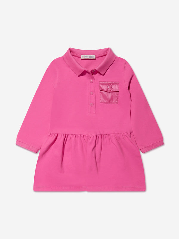 Moncler Enfant Baby Girls Long Sleeve Pocket Dress in Pink