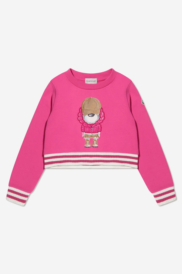 Moncler Enfant Girls Bear Print Sweatshirt in Pink