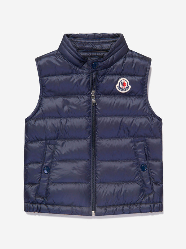 Moncler Enfant Baby Down Padded New Amaury Gilet in Navy