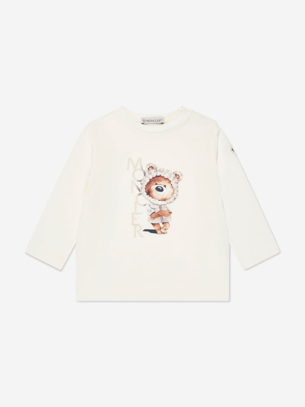 Moncler Enfant Baby Boys Long Sleeve BearT-Shirt in Ivory