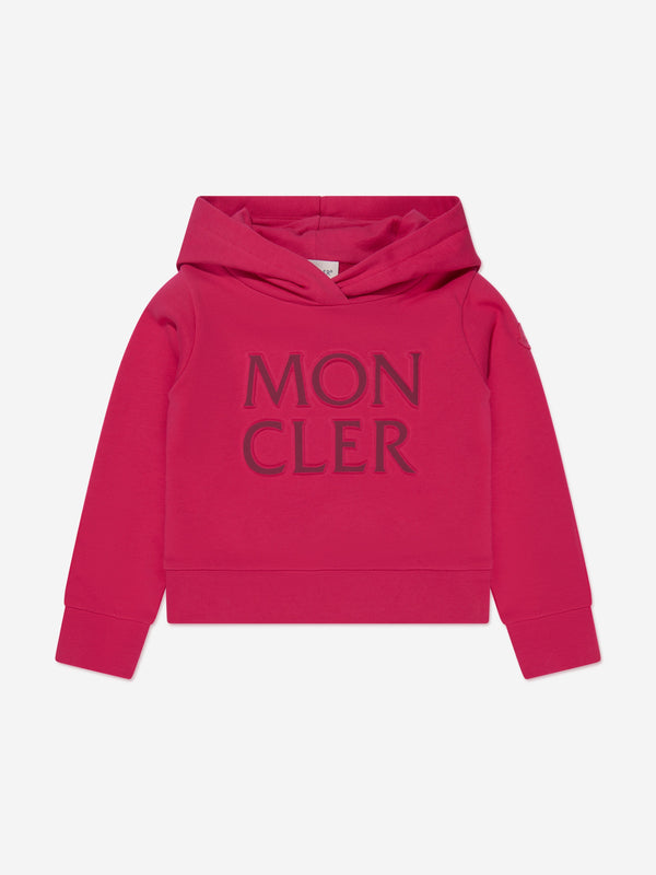 Moncler Enfant Girls Logo Hoodie in Pink