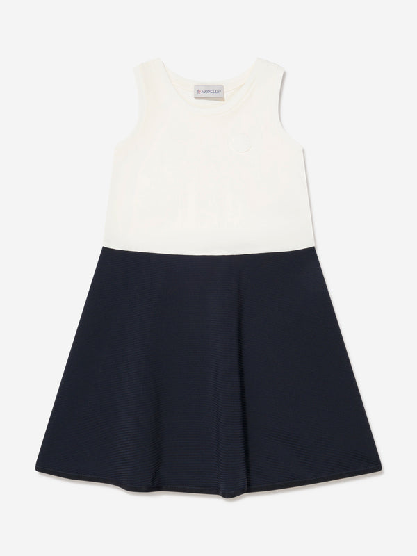 Moncler Enfant Girls Colourblock Dress in Navy