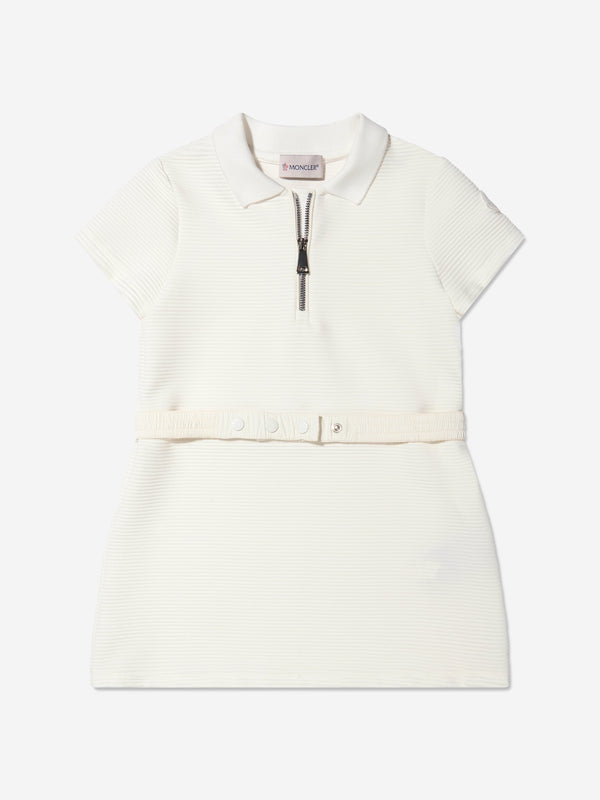 Moncler Enfant Girls Half Zip Polo Dress in White