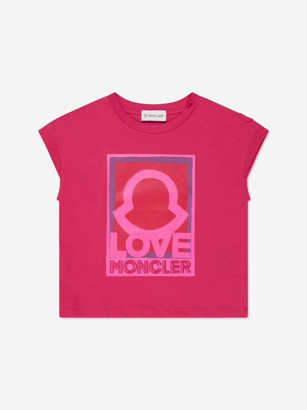 Moncler Enfant Girls Logo Graphic T-Shirt in Pink