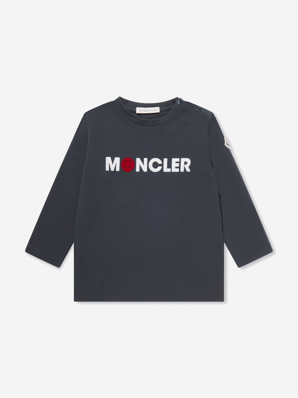 Moncler Enfant Baby Boys Long Sleeve Logo T-Shirt in Navy