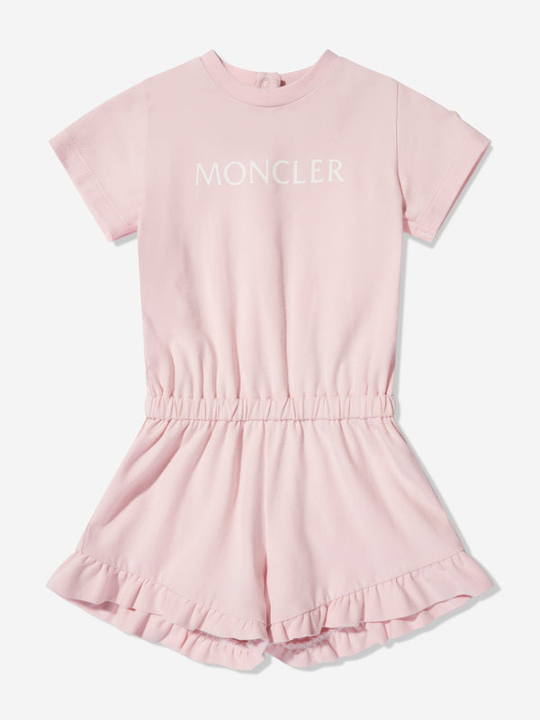 Moncler Enfant Baby Girls Logo Playsuit in Pink