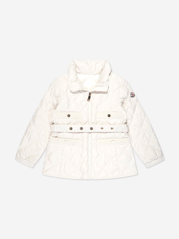 Moncler Enfant Girls Down Padded Philanta Jacket in White