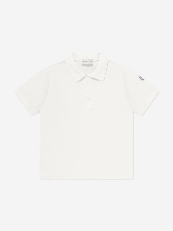 Moncler Enfant Boys Logo Polo Shirt in White