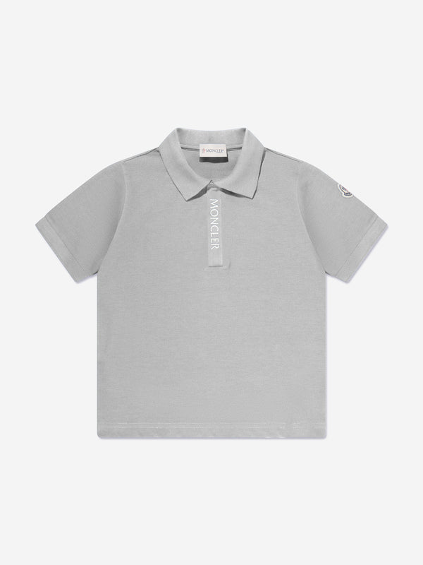 Moncler Enfant Boys Logo Polo Shirt in Grey