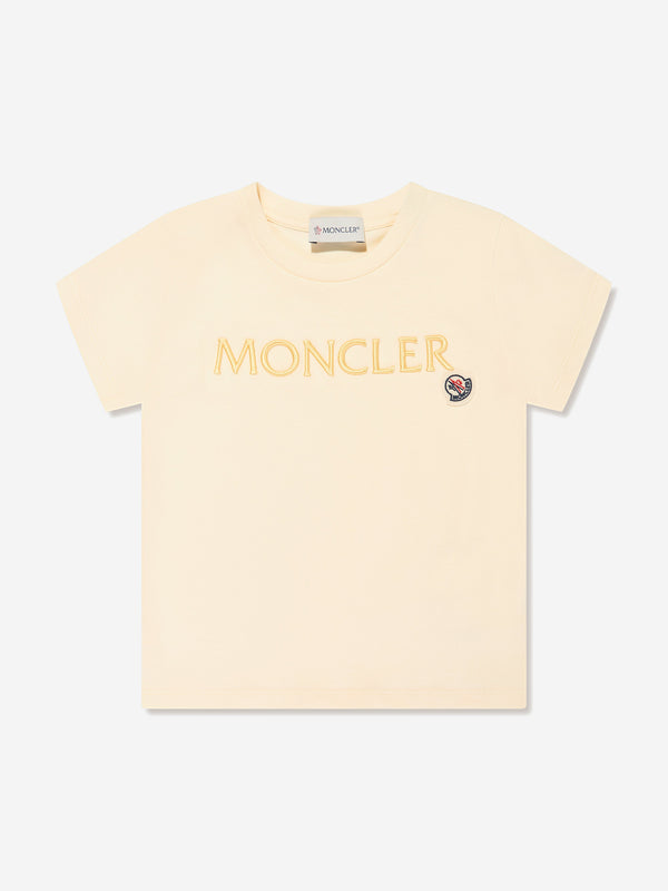 Moncler Enfant Girls Logo T-Shirt in Yellow