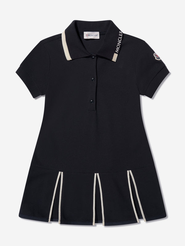 Moncler Enfant Girls Logo Polo Dress in Navy