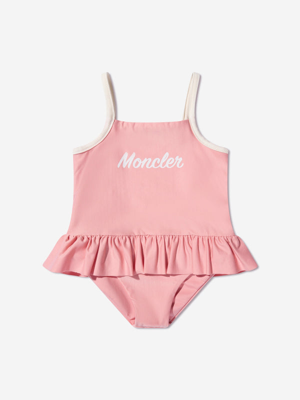 Moncler Enfant Baby Girls Logo Swimsuit in Pink