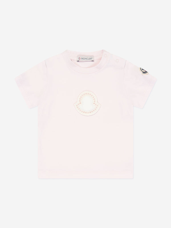 Moncler Enfant Baby Girls Logo T-Shirt in Pink