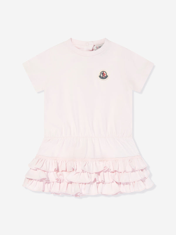 Moncler Enfant Baby Girls Frilly T-Shirt Dress in Pink