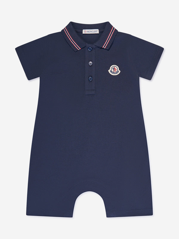 Moncler Enfant Baby Boys Polo Romper in Navy