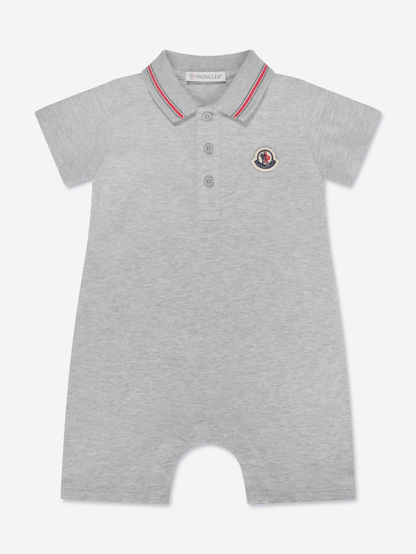 Moncler Enfant Baby Boys Polo Romper in Grey