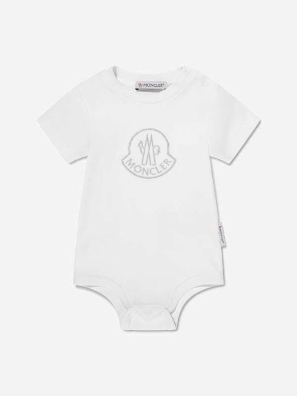 Moncler Enfant Baby Logo Bodysuit in White