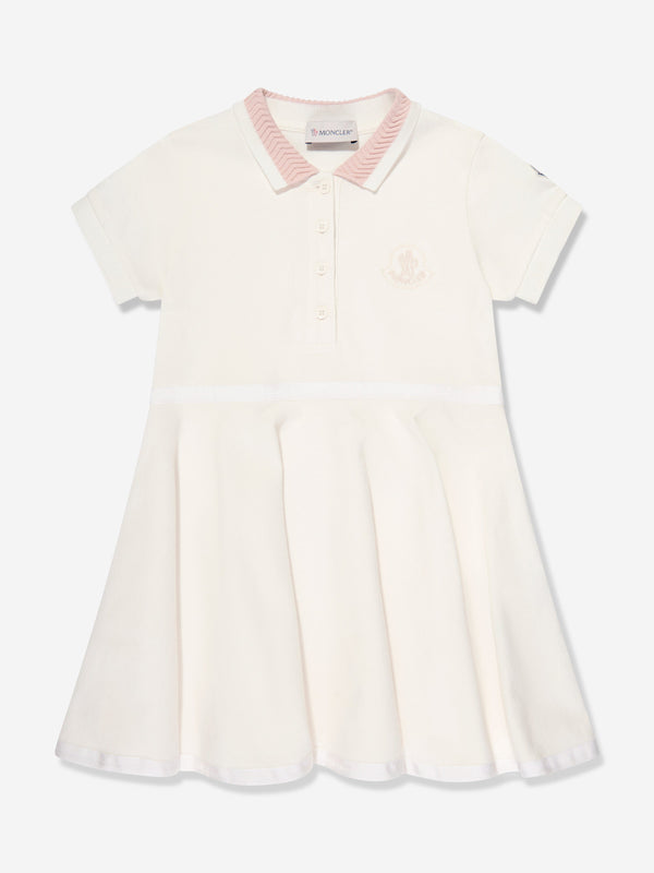 Moncler Enfant Girls Logo Polo Dress in White