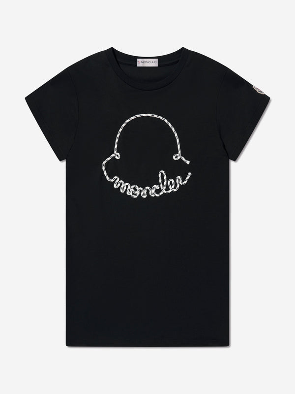 Moncler Enfant Girls Logo T-Shirt Dress in Black