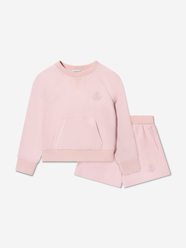 Moncler Enfant Girls Sweater and Shorts Set in Pink