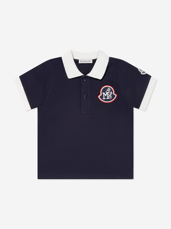 Moncler Enfant Baby Boys Logo Polo Shirt in Navy