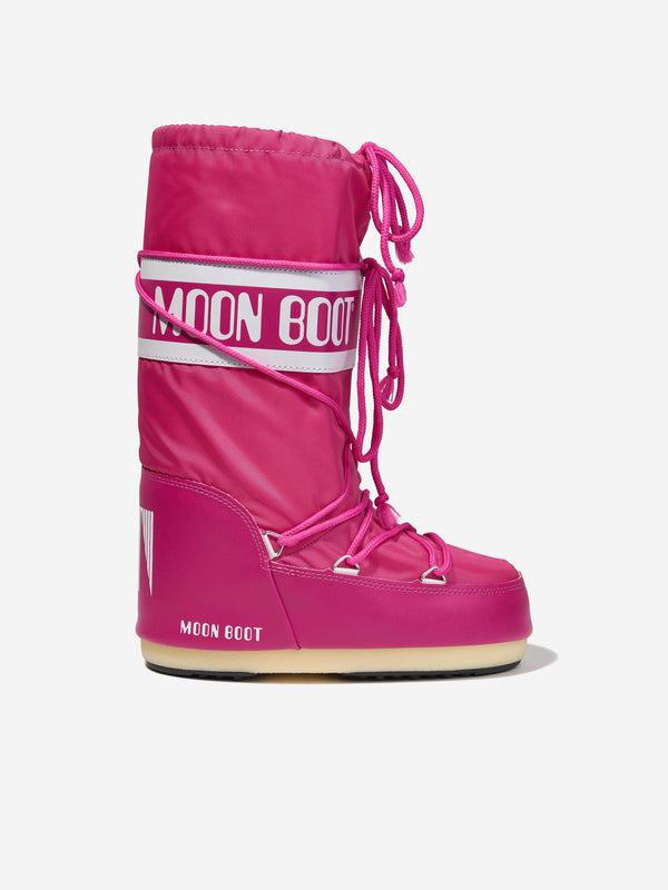 Moon Boot Girls Icon Nylon Snow Boots in Pink