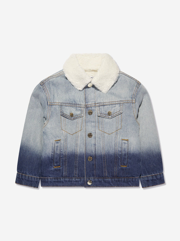 Moschino Kids Logo Denim Jacket in Blue