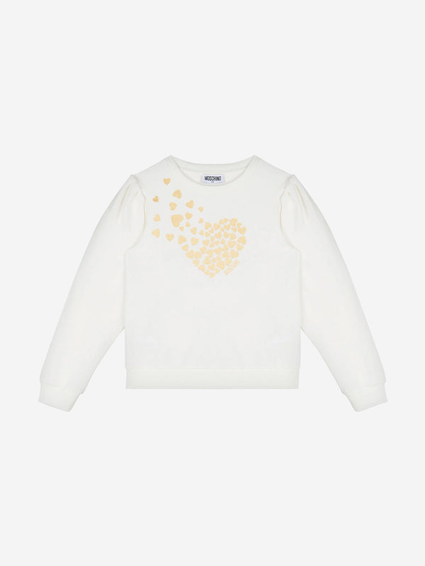 Moschino Girls Heart Logo Sweatshirt in Ivory