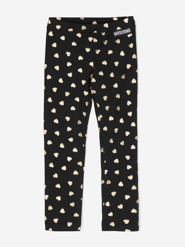 Moschino Girls Heart Leggings in Black