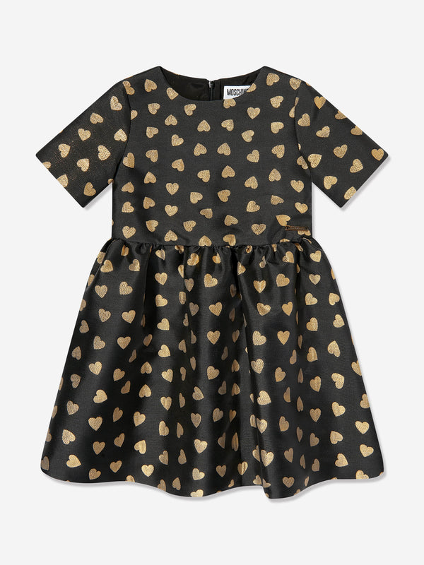 Moschino Girls All Over Hearts Dress in Black