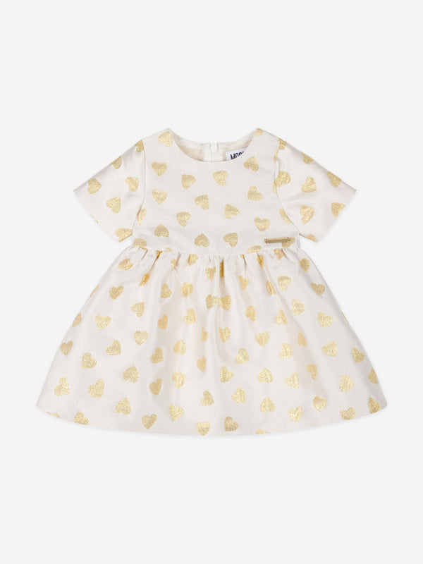 Moschino Baby Girls Hearts Dress in Ivory