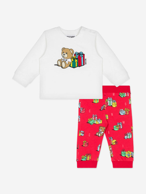 Moschino Baby Xmas Bear Trouser Set in Multicolour