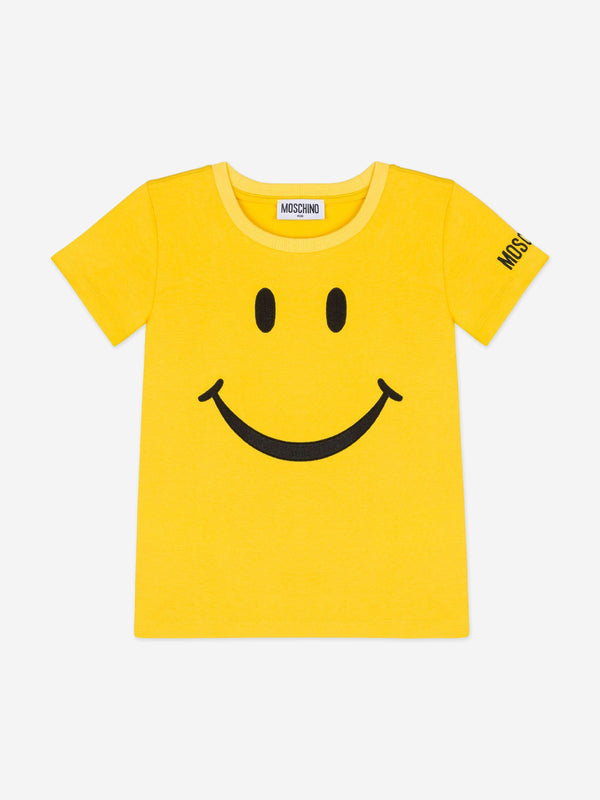 Moschino Kids Smiley Face T-Shirt in Yellow