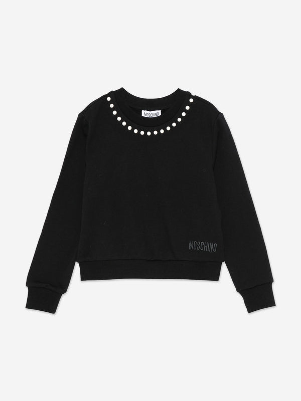 Moschino Girls Peace Pearls Sweatshirt in Black