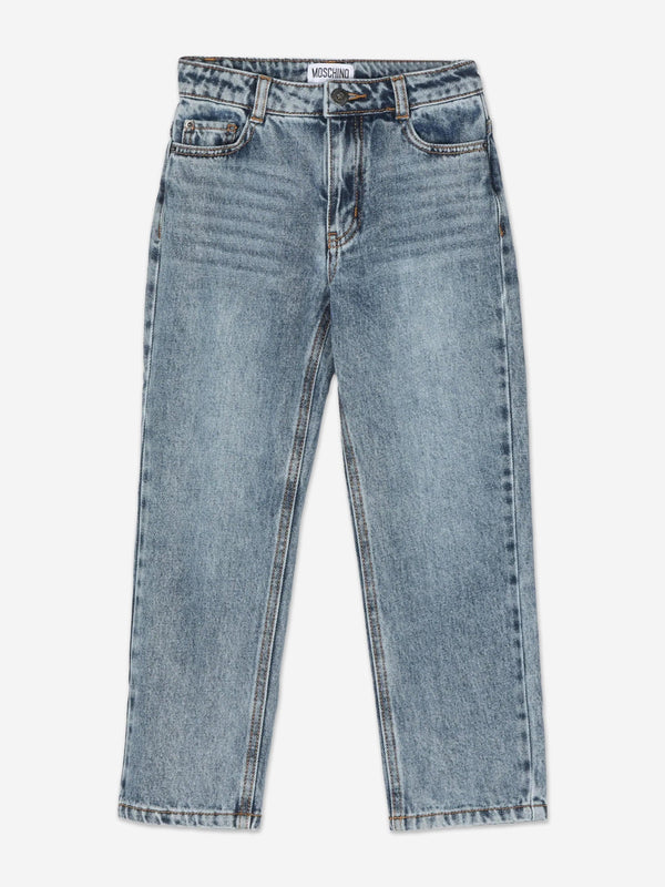 Moschino Kids Vintage Wash Jeans in Blue