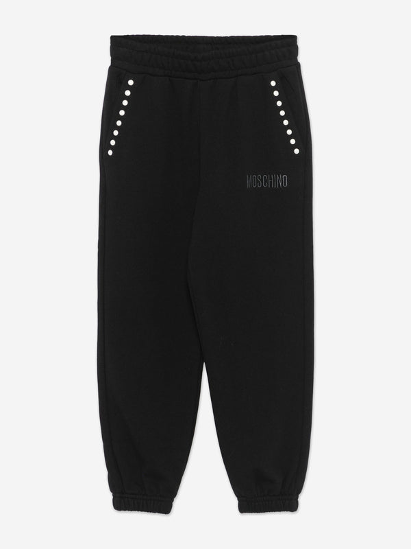 Moschino Girls Peace Pearls Joggers in Black