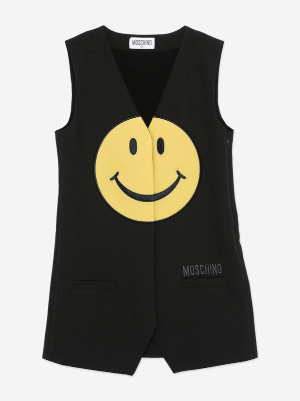 Moschino Girls Smiley Face Dress in Black