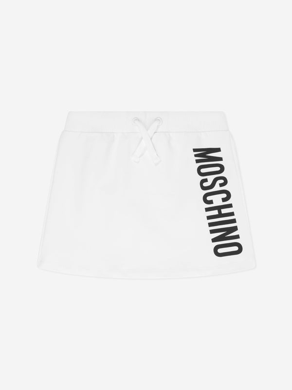 Moschino Girls Jersey Logo Skirt in White