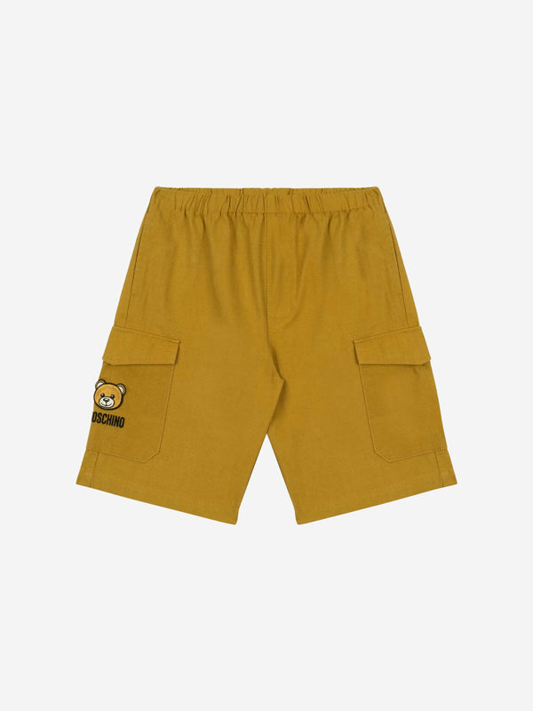 Moschino Boys Teddy Cargo Shorts in Brown