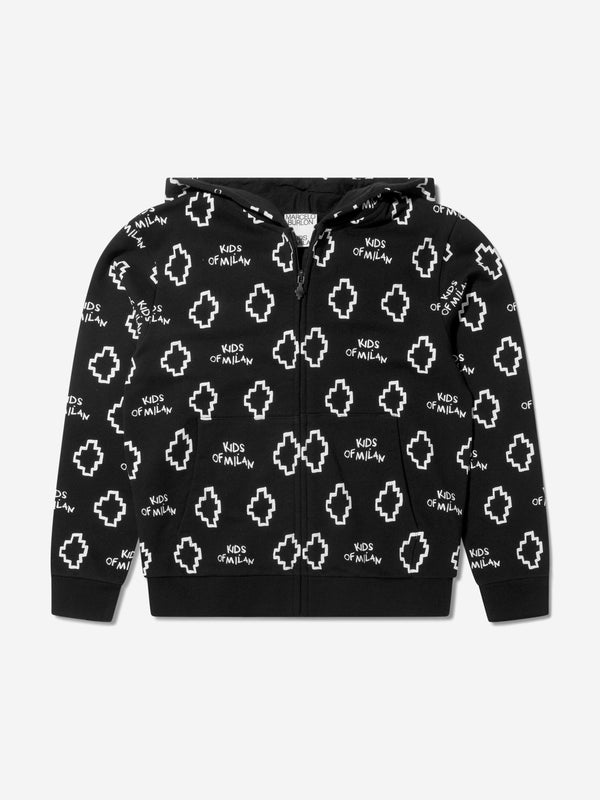 Marcelo Burlon Boys Cotton Logo Print Zip Up Top