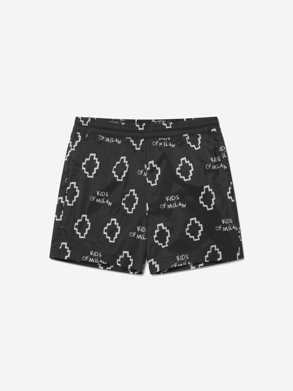 Marcelo Burlon Boys Logo Print Swim Shorts