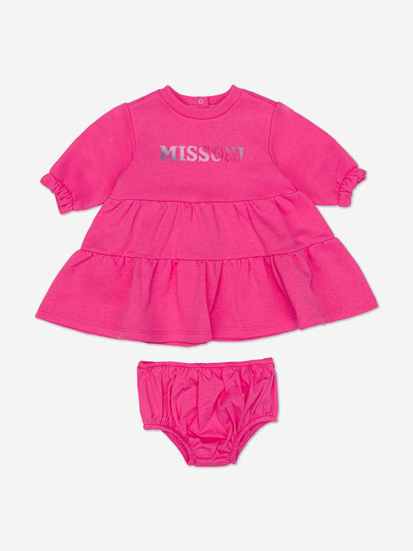 Missoni Baby Girls Jersey Dress With Knickers in Pink