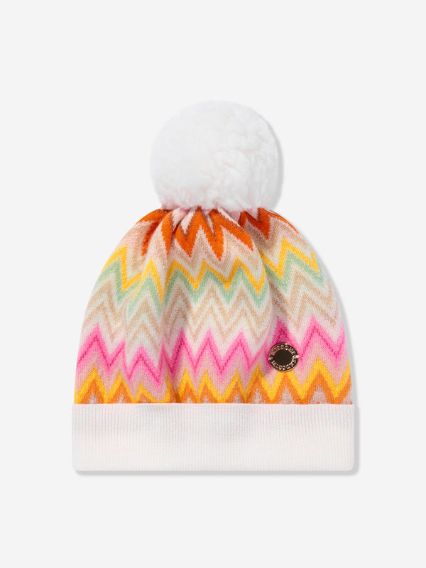 Missoni Girls Zigzag Bobble Hat in Multicolour