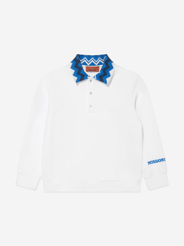 Missoni Boys Zigzag Collar Sweatshirt in White