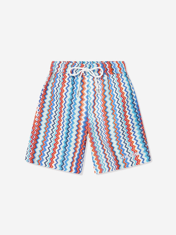 Missoni Boys Zigzag Swim Shorts in Blue