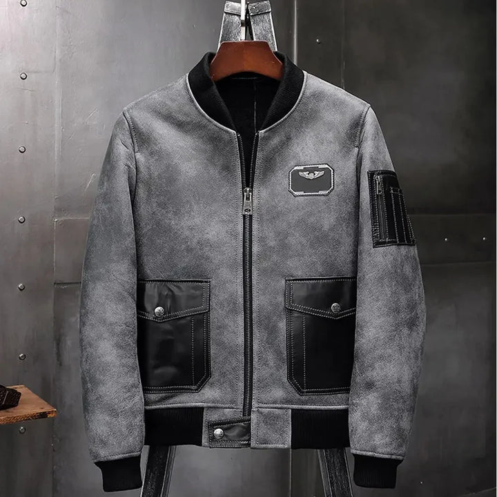 Sheepskin leather motorcycle jacket
