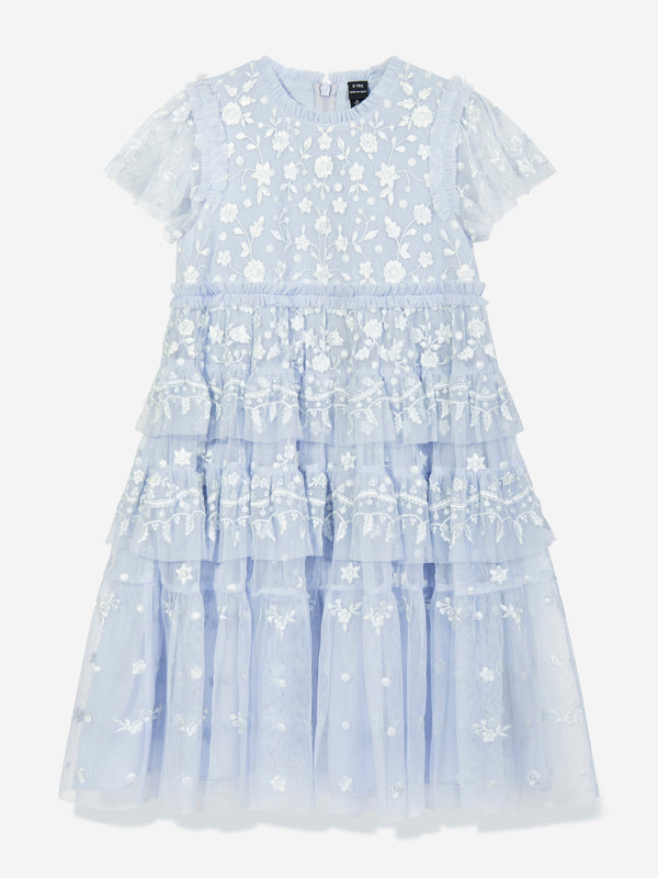 Needle & Thread Girls Angelica Lace Dress in Blue