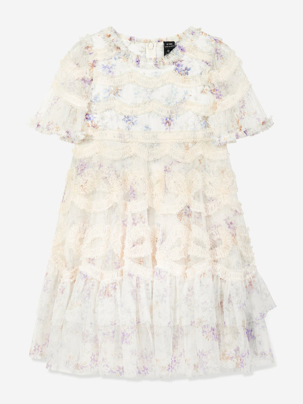 Needle & Thread Girls Ophelia Ditsy Ingrid Dress in Ivory